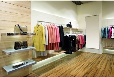 Solid Rustic Natural Strand Woven Bamboo Flooring in clothing store