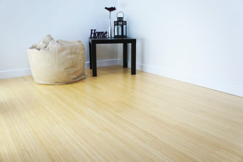 Natural vertical bamboo flooring with props