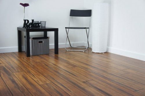 Rustic Carbonised Strand Woven bamboo flooring with props