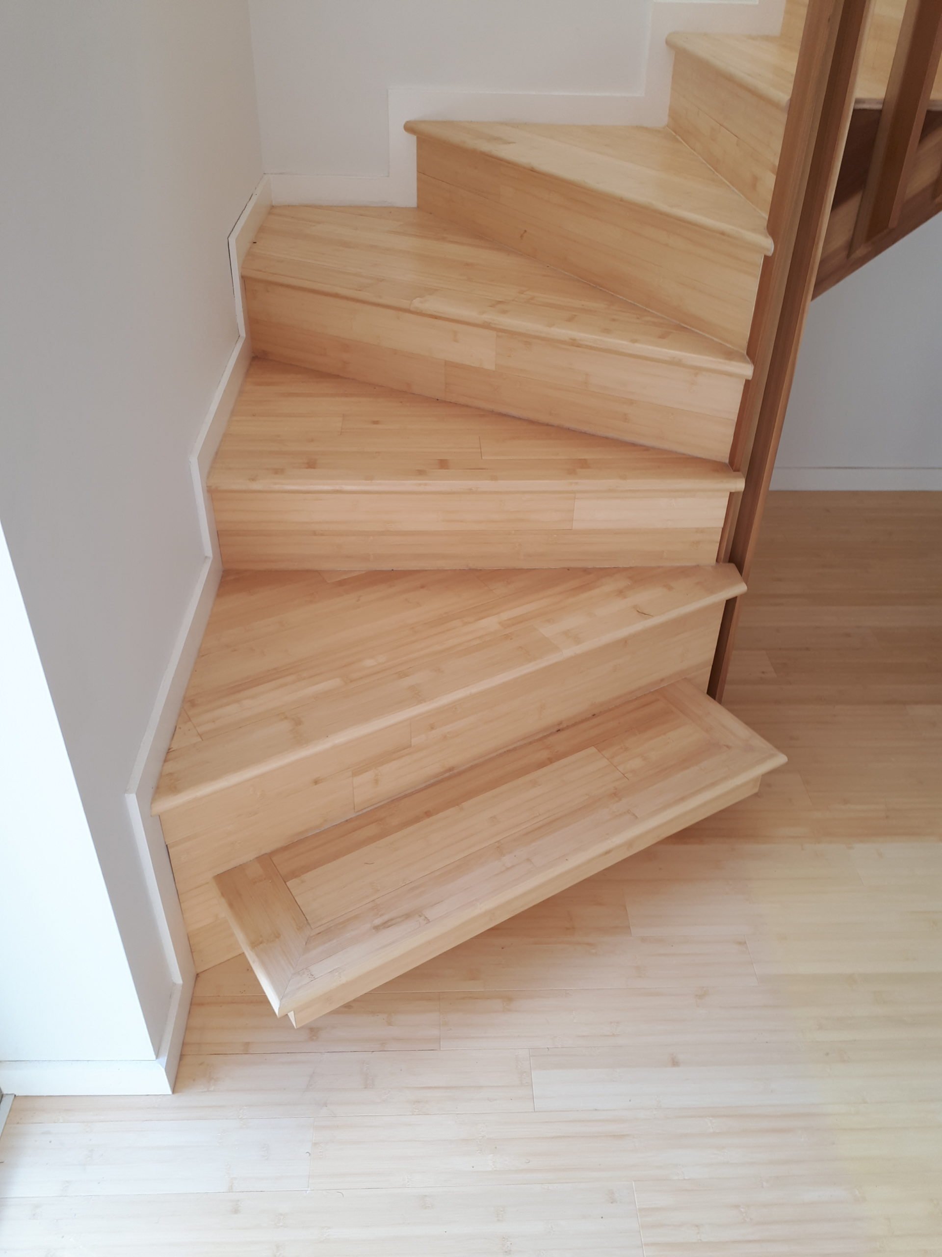 What does bamboo flooring look like on a staircase?