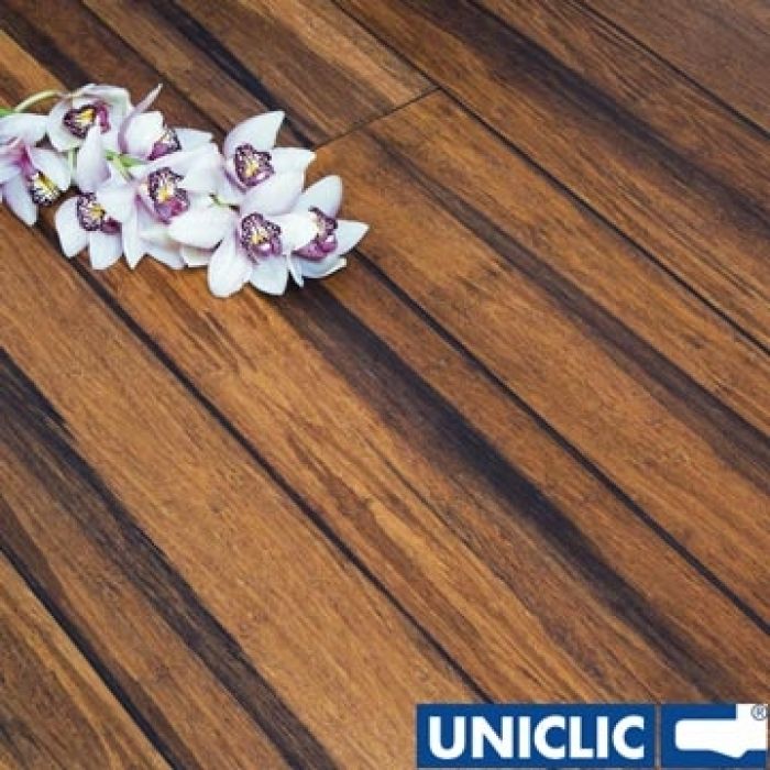 Solid Rustic Carbonised Strand Woven 135mm Uniclic® BONA Coated Bamboo Flooring 1.5m²