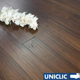 F1058 Solid Chestnut Strand Woven 125mm Uniclic BONA Coated Bamboo Flooring SAMPLE - First 6 samples are free.