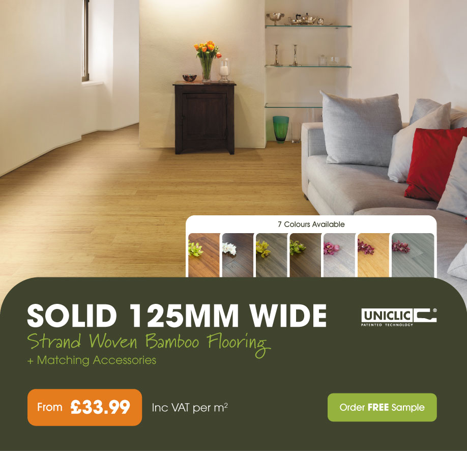 Solid 125mm Wide Strand Woven Bamboo Flooring