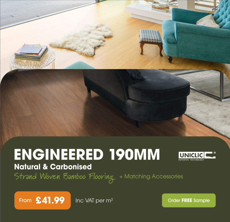 Engineered 190mm Strand Woven Bamboo Flooring, Natural & Carbonised